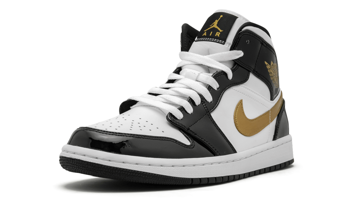 Air Jordan 1 Mid Se "Black Gold Patent Leather"