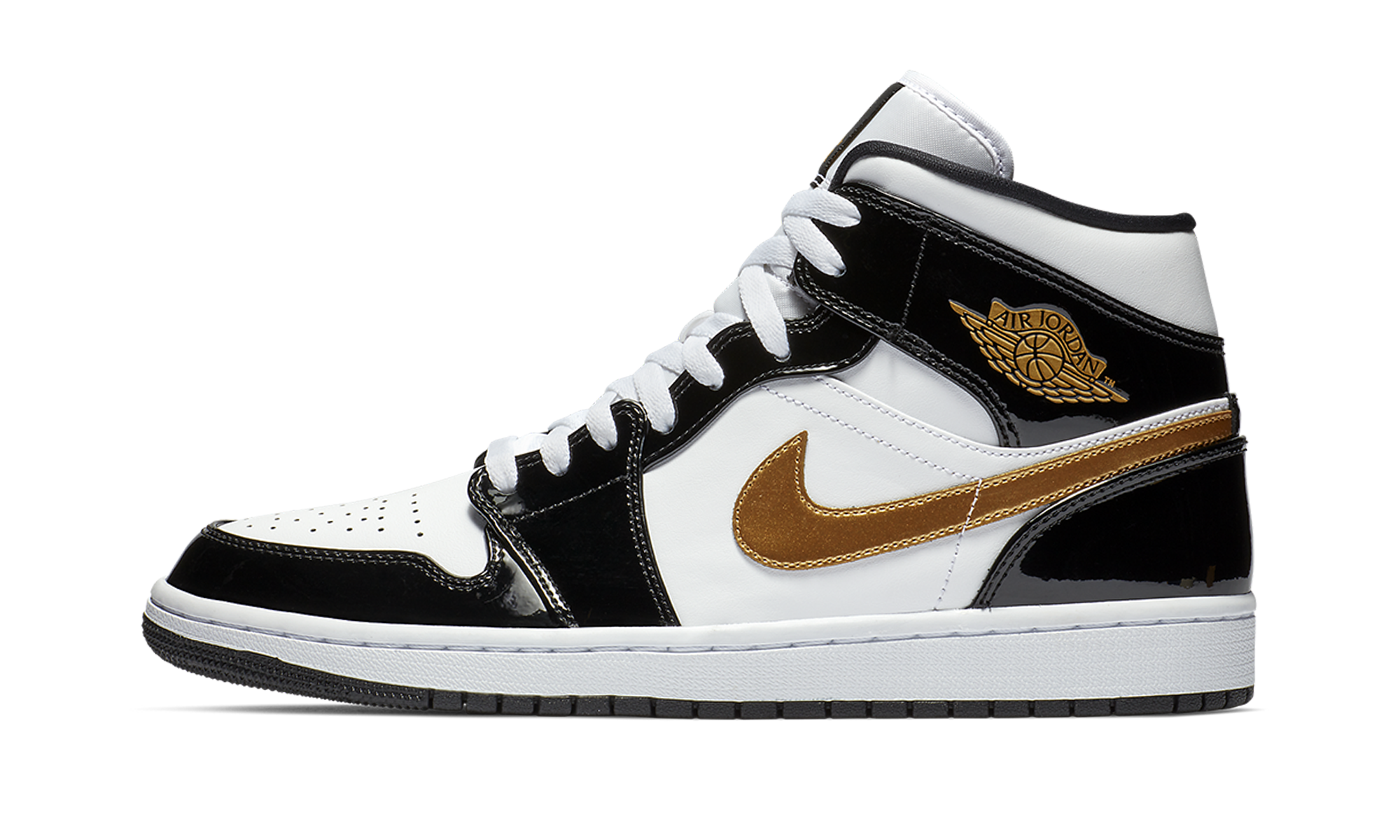 Air Jordan 1 Mid Se "Black Gold Patent Leather"