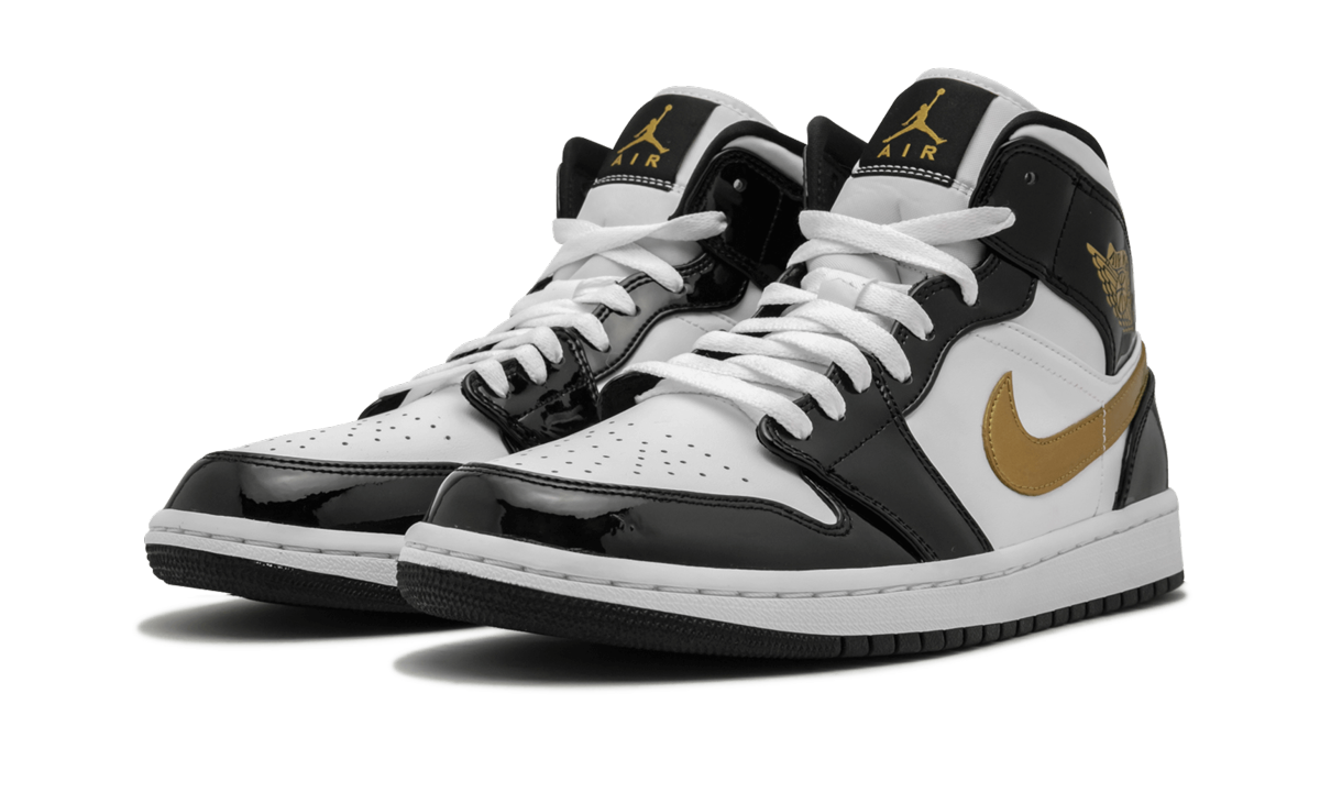 Air Jordan 1 Mid Se "Black Gold Patent Leather"