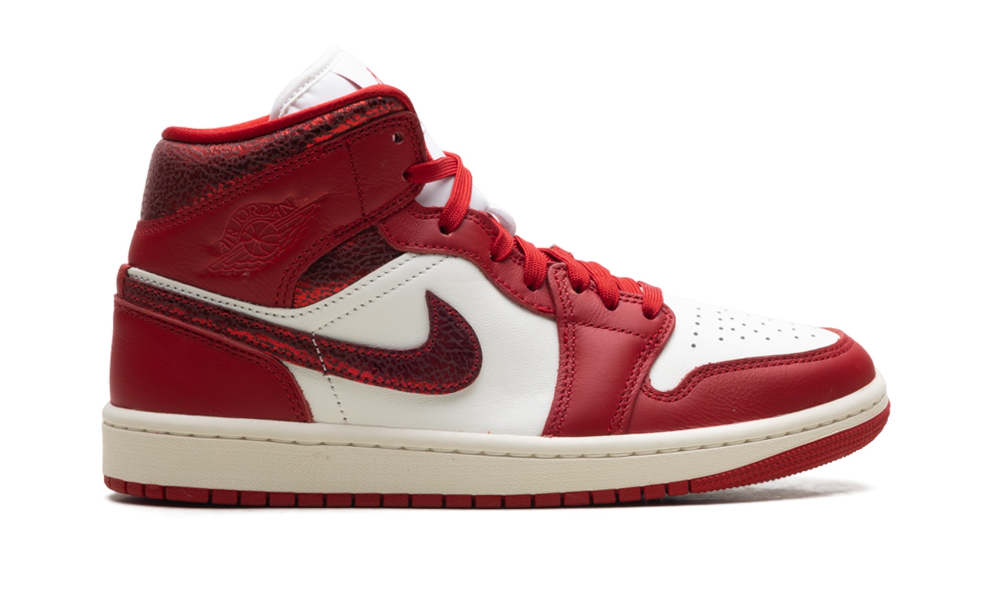 Air Jordan 1 Mid Women "Red Cracked Leather"