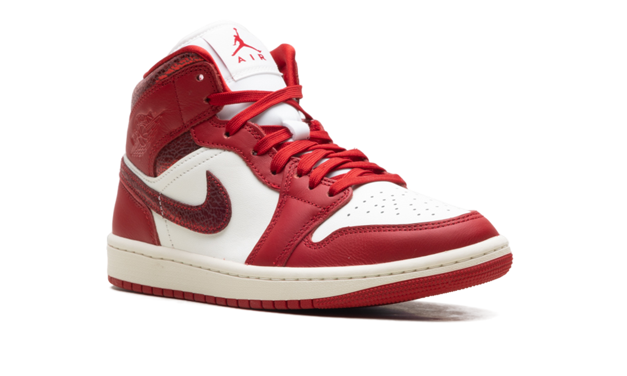 Air Jordan 1 Mid Women "Red Cracked Leather"