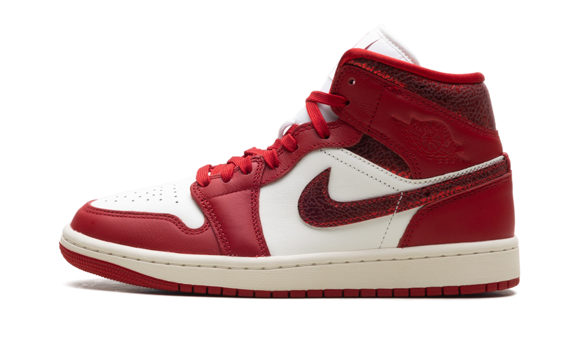 Air Jordan 1 Mid Women "Red Cracked Leather"