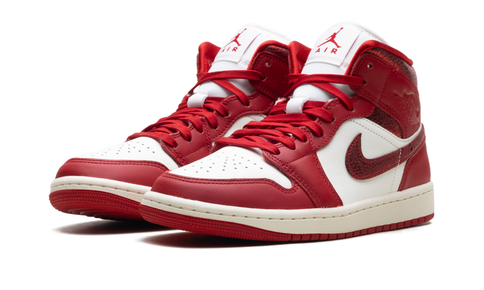 Air Jordan 1 Mid Women "Red Cracked Leather"