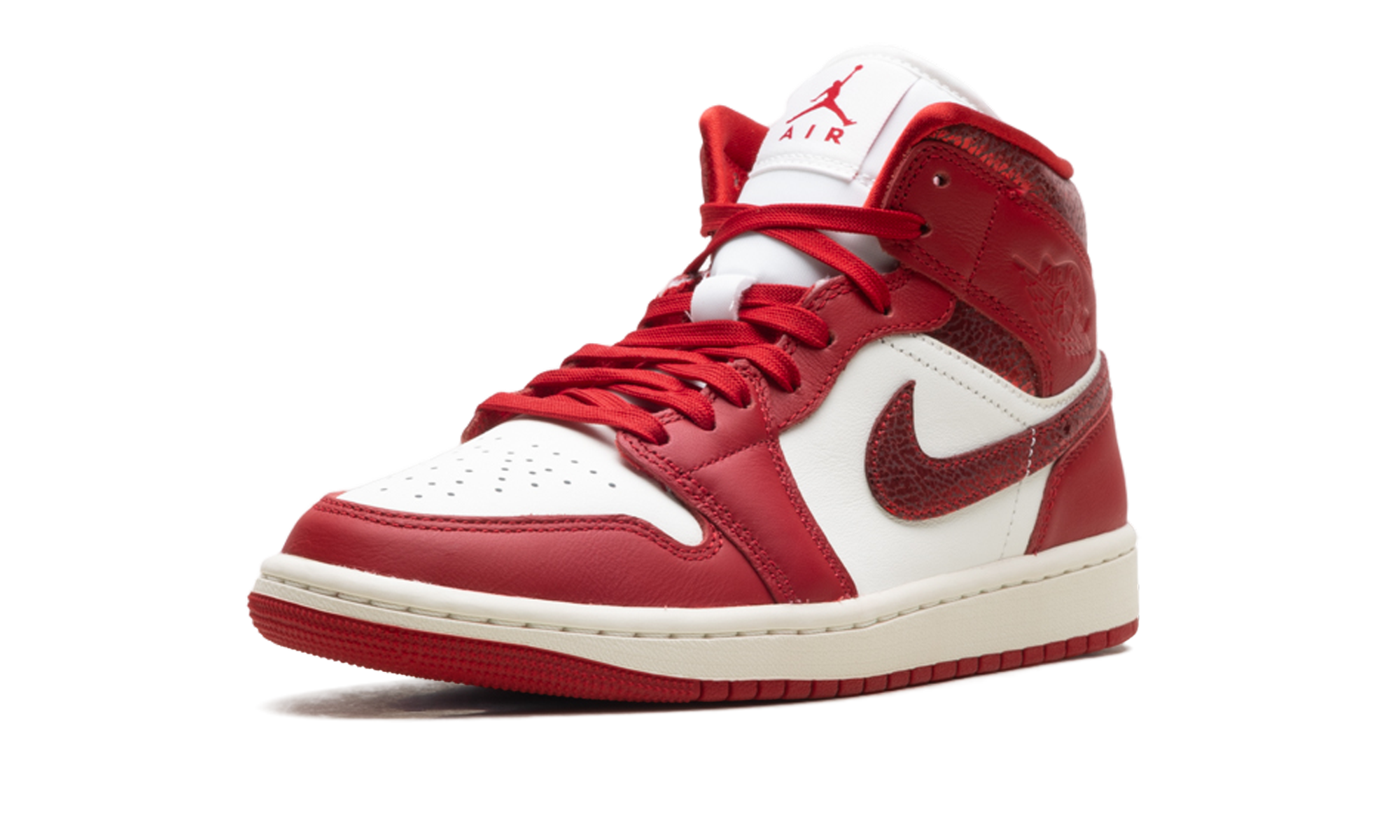Air Jordan 1 Mid Women "Red Cracked Leather"