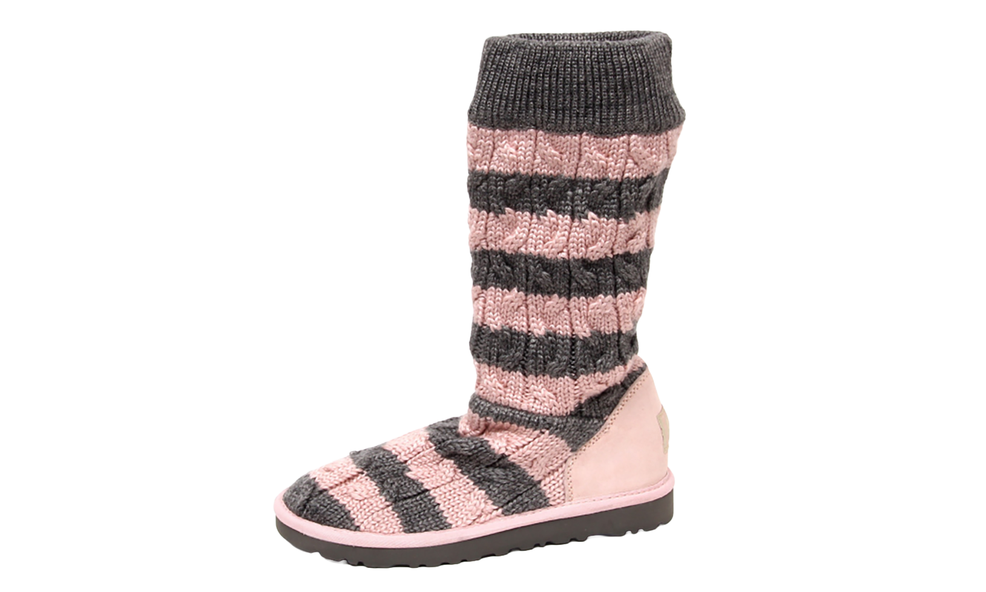 Classic Tall Stripe Cable Knit Boots Ps "Bliss Pink Heather Grey"