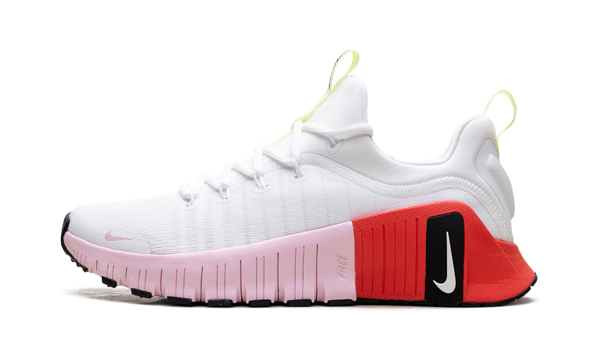 Free Metcon 6 Women "White Barely Volt Bright Crimson Pink Foam"