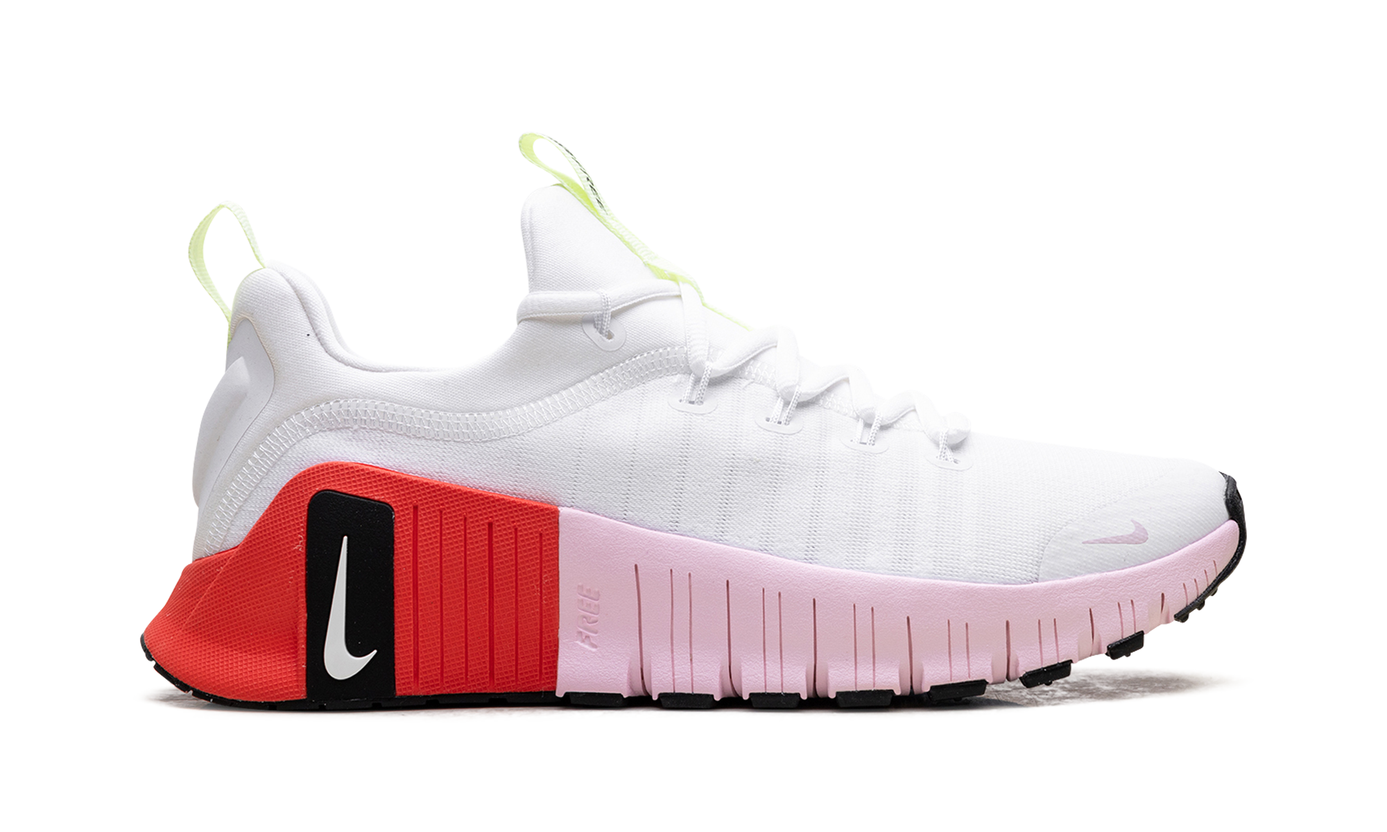 Free Metcon 6 Women "White Barely Volt Bright Crimson Pink Foam"