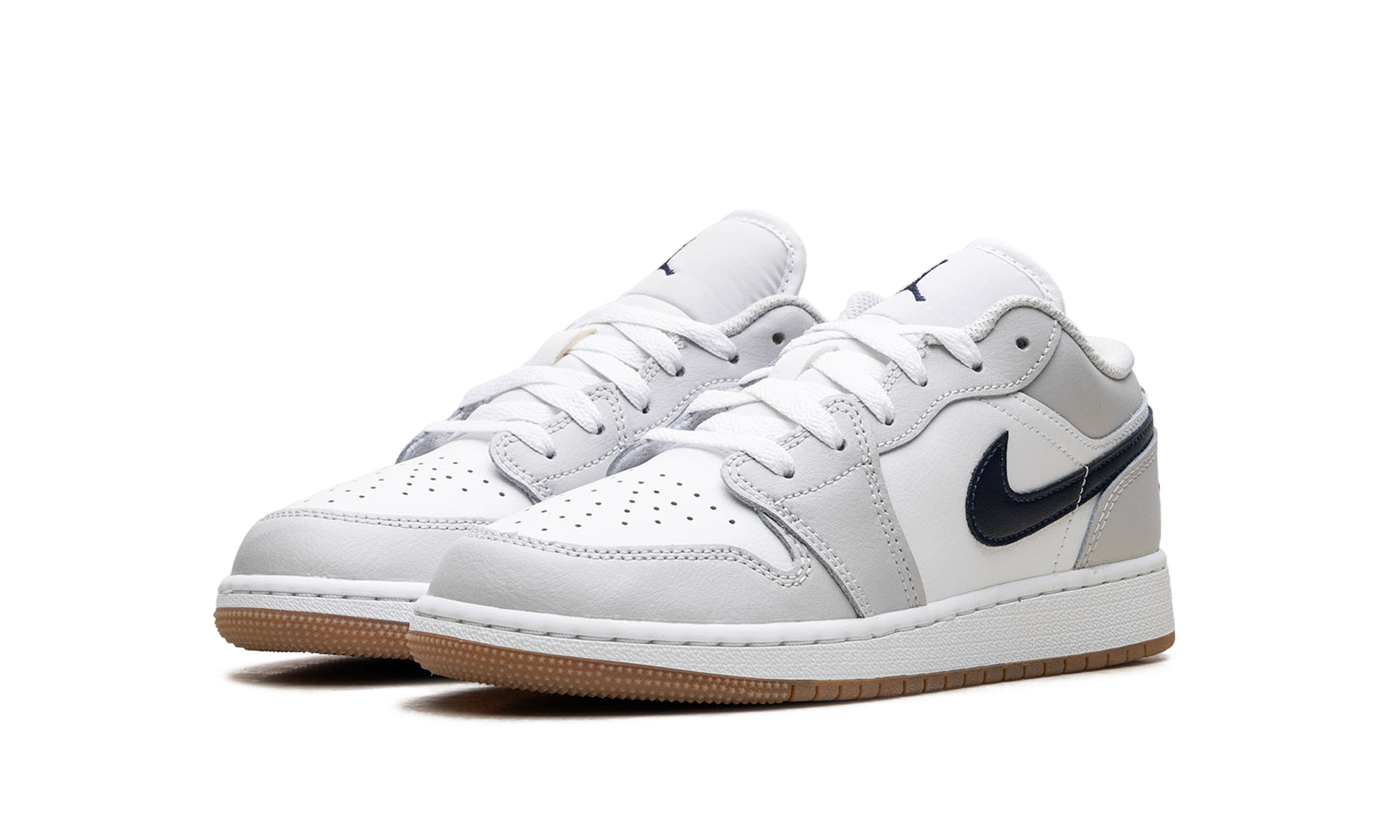 Jordan 1 Low GS "White Neutral Grey Gum Midnight Navy"