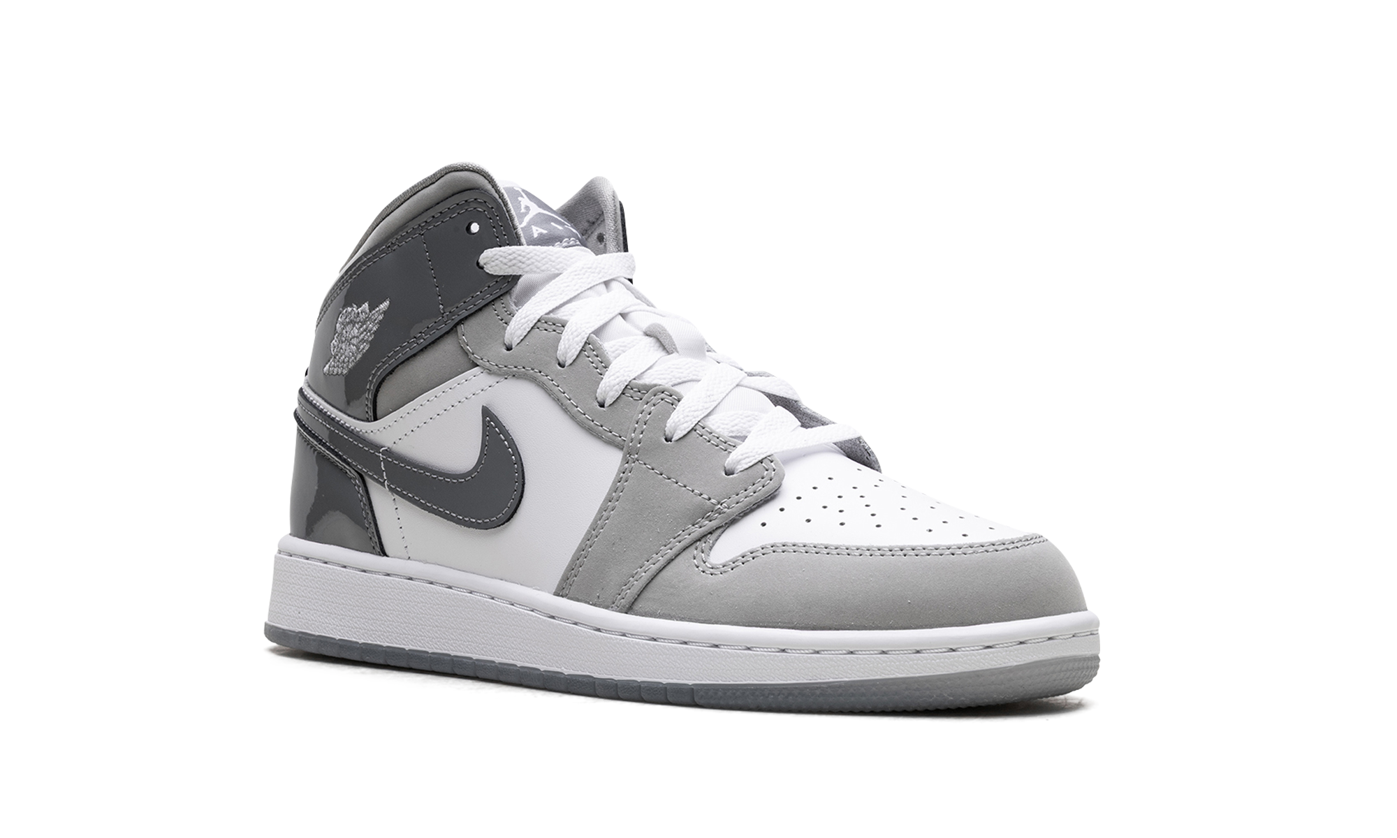 Jordan 1 Mid GS "White Medium Cool Grey"