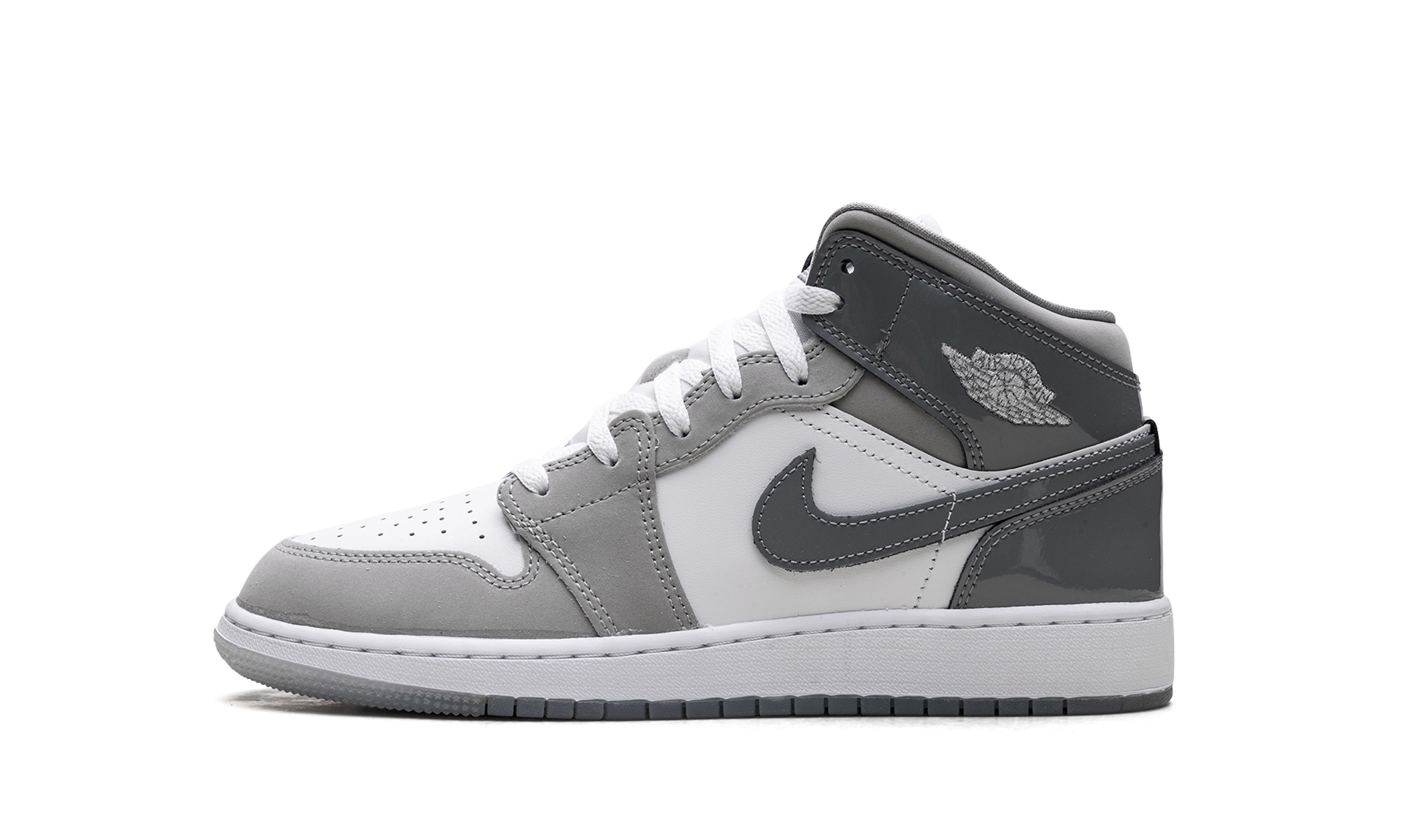 Jordan 1 Mid GS "White Medium Cool Grey"