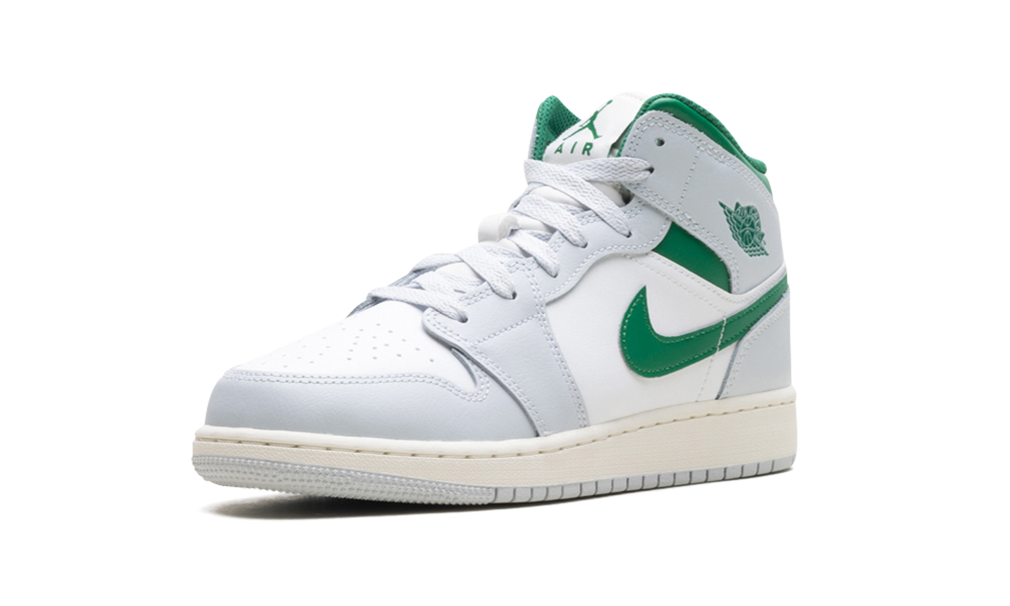 Jordan 1 Mid GS "White Pure Platinum Pine Green"