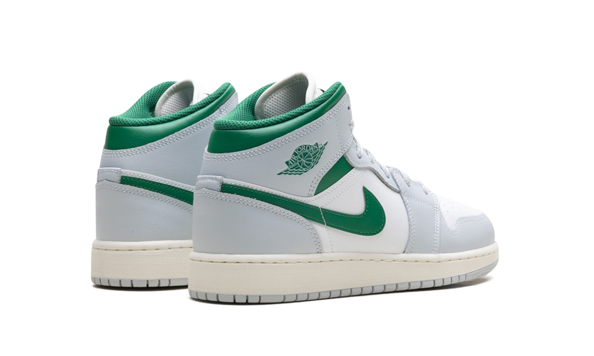 Jordan 1 Mid GS "White Pure Platinum Pine Green"
