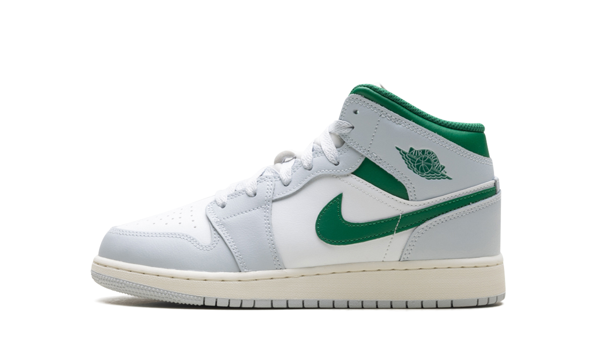 Jordan 1 Mid GS "White Pure Platinum Pine Green"
