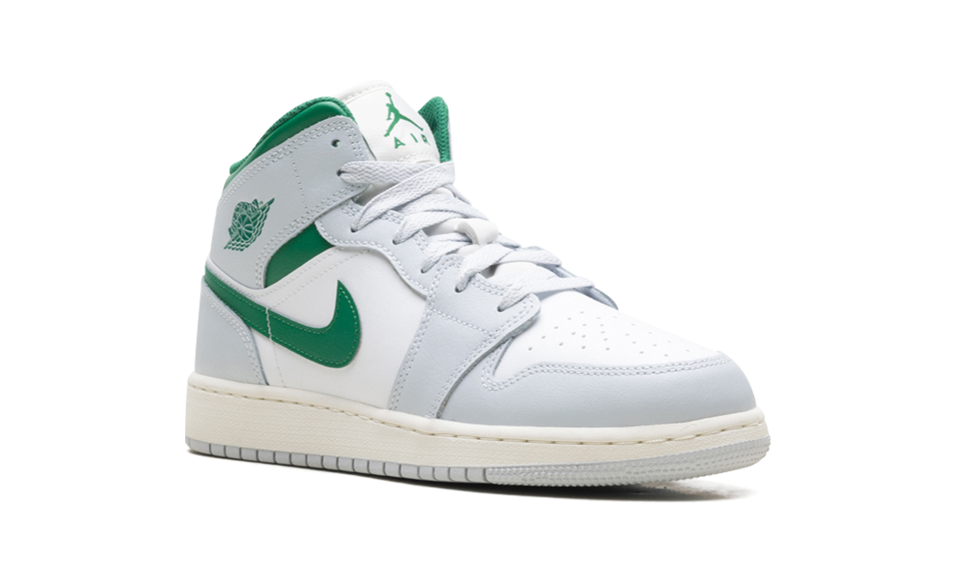 Jordan 1 Mid GS "White Pure Platinum Pine Green"