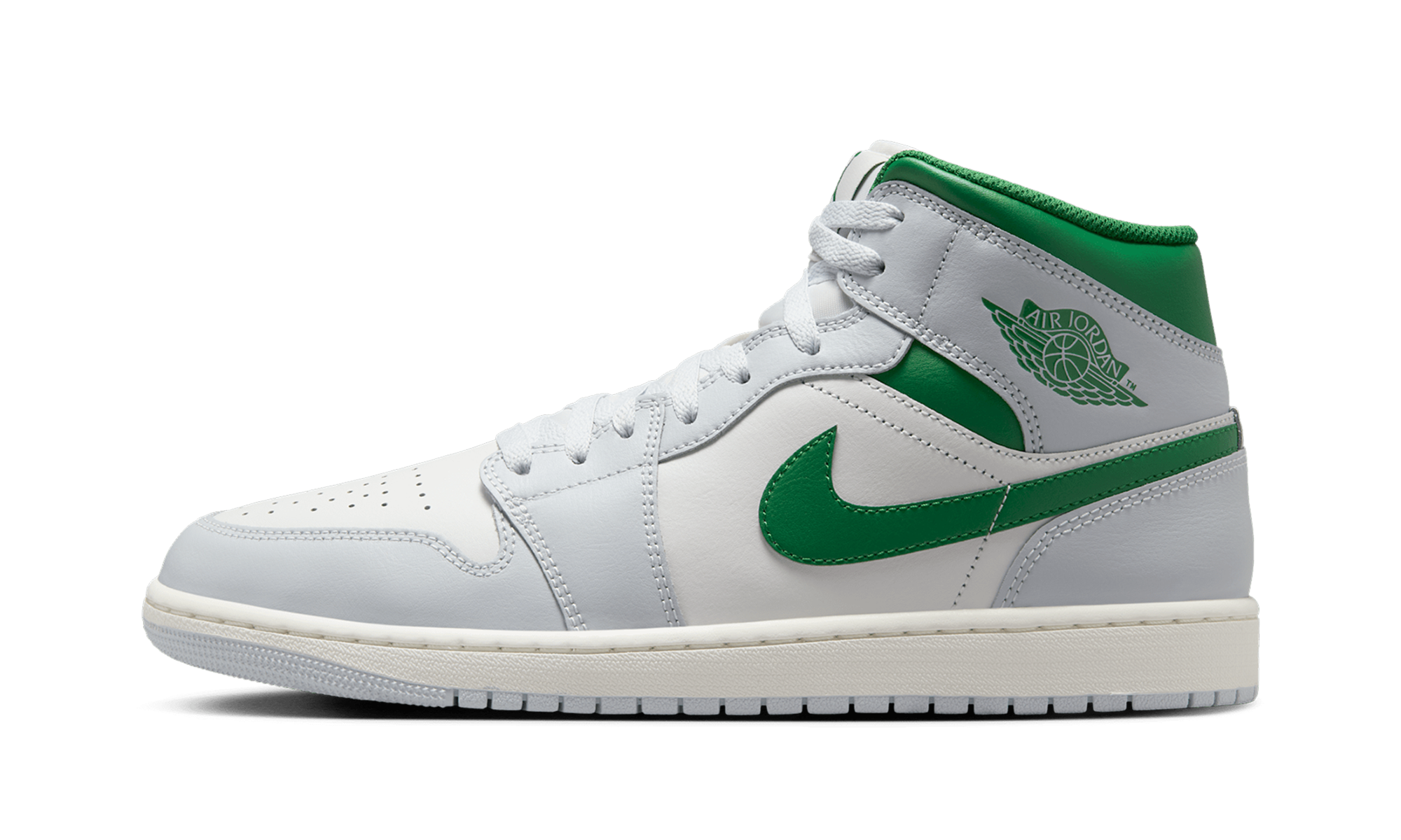 Jordan 1 Mid "White Pure Platinum Pine Green"