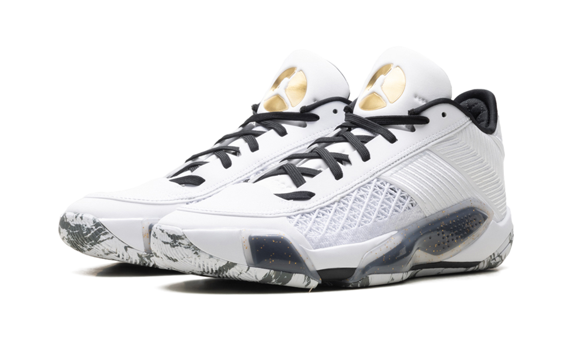 Jordan 38 Low "White Metallic Gold Black"