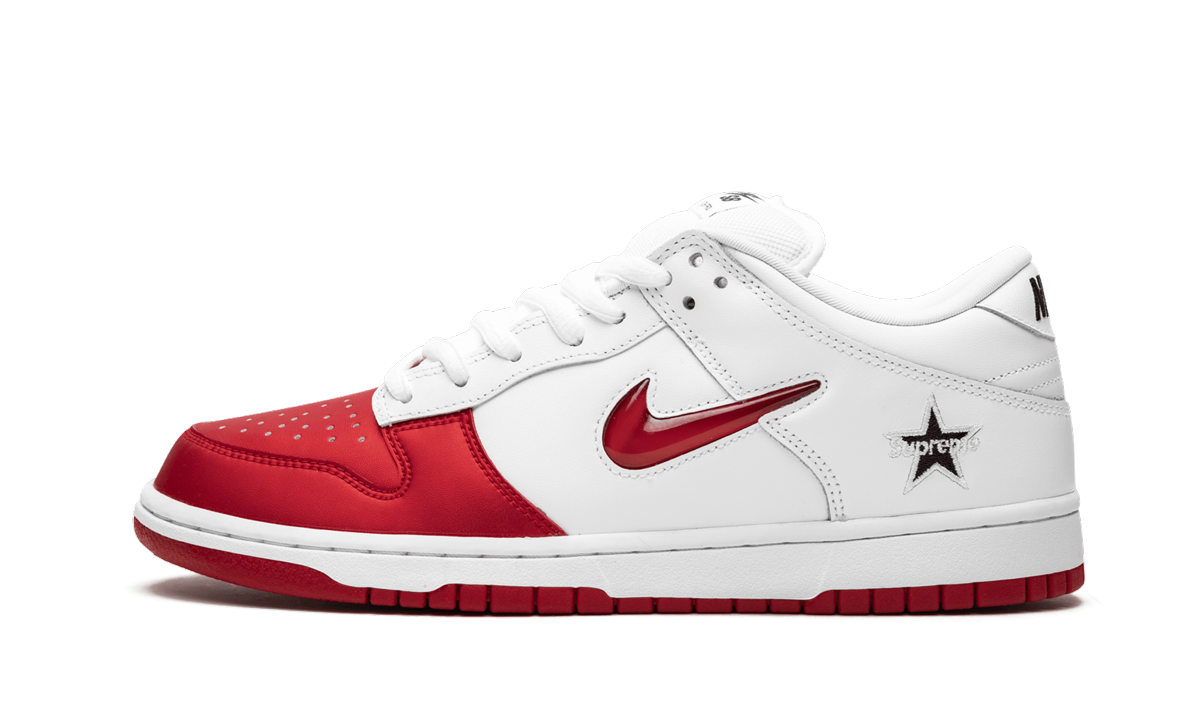 Sb Dunk Low "Supreme - Jewel Swoosh Red/white"