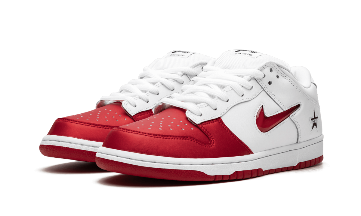Sb Dunk Low "Supreme - Jewel Swoosh Red/white"