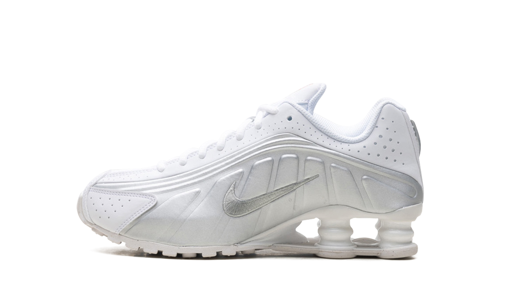 Shox R4 GS "White Bright Crimson Metallic Silver"