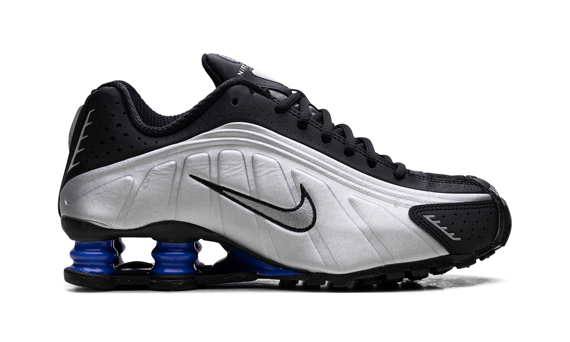 Shox R4 Women "Metallic Silver Black Racer Blue"
