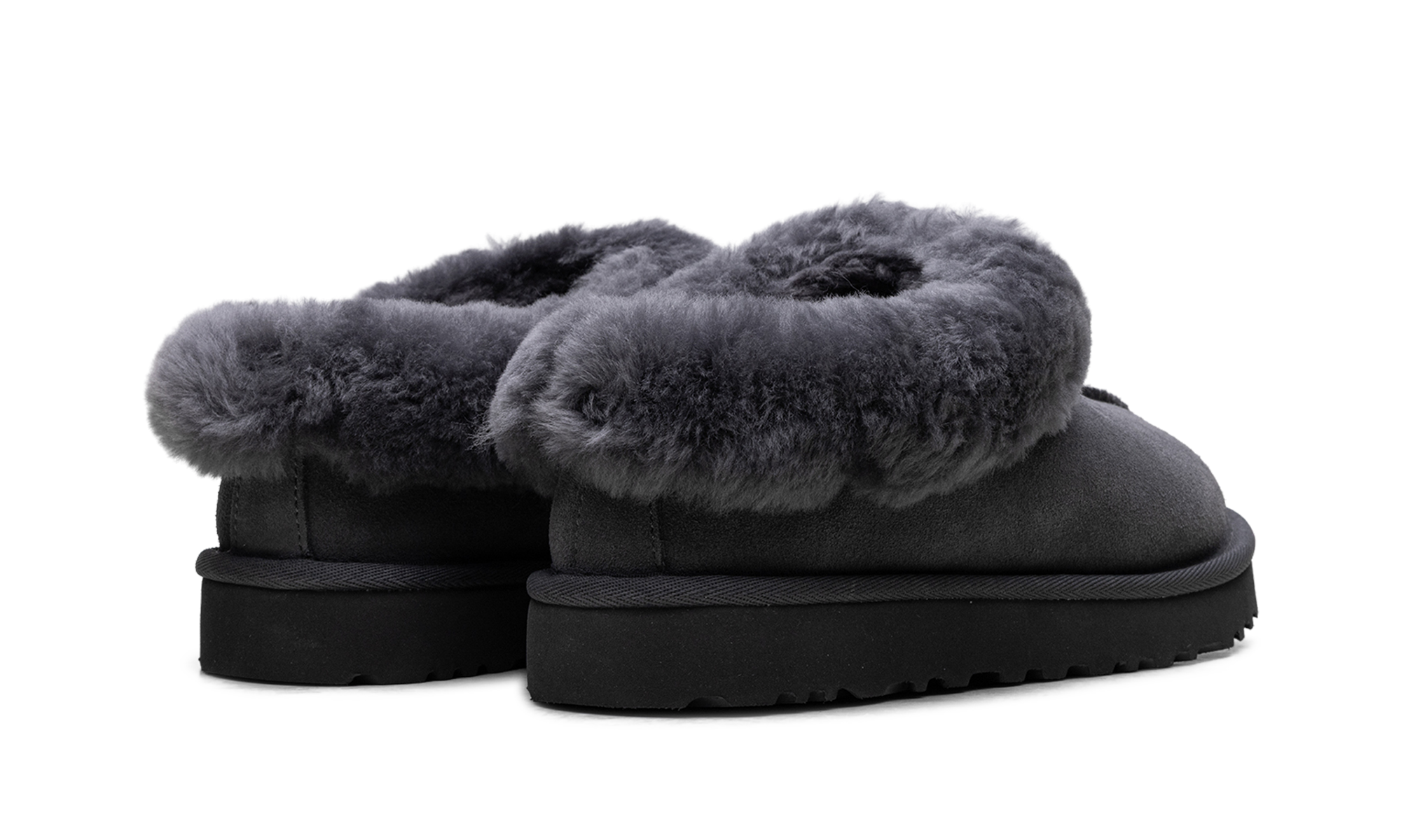 Tazzette Genuine Shearling Collar Slipper Women "Obsidian"