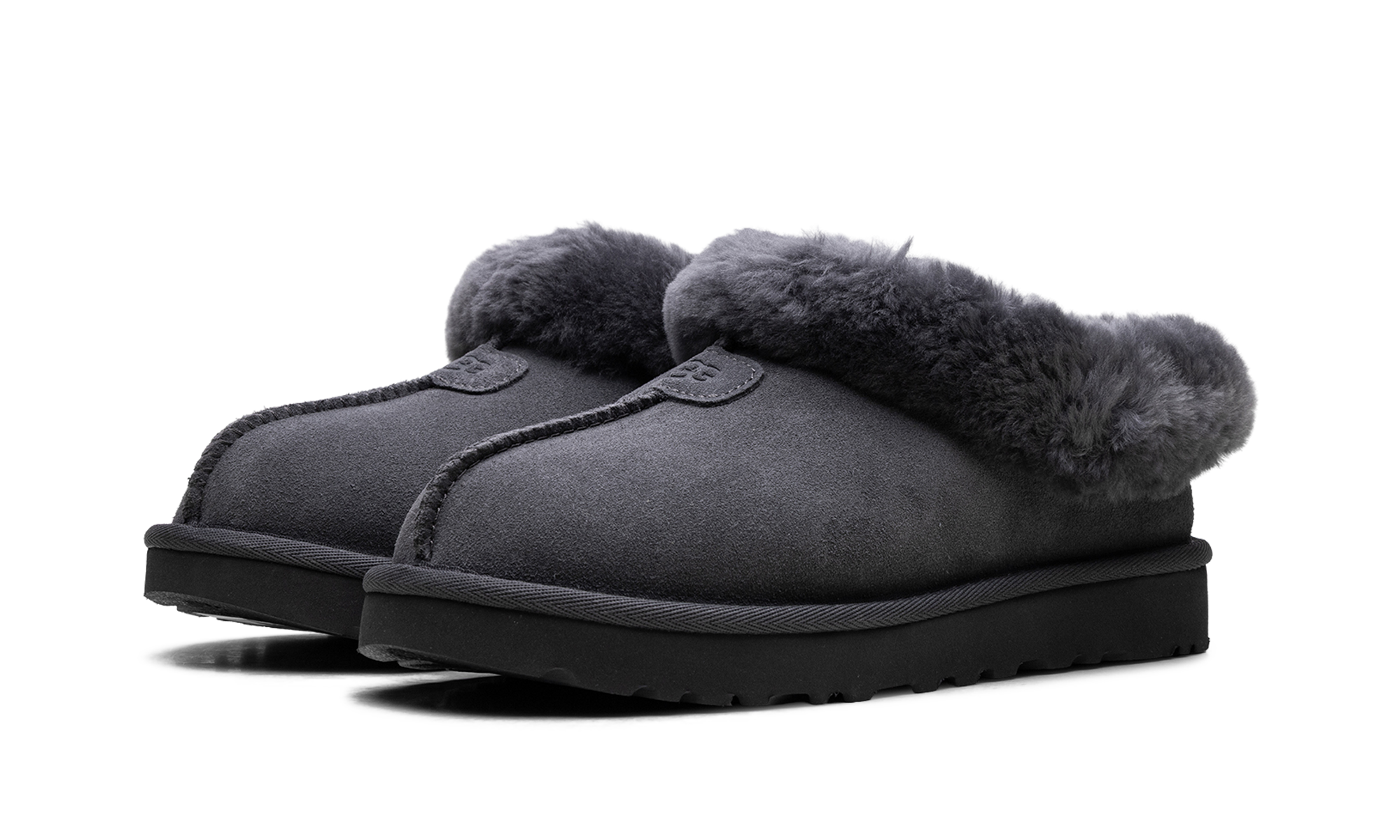 Tazzette Genuine Shearling Collar Slipper Women "Obsidian"