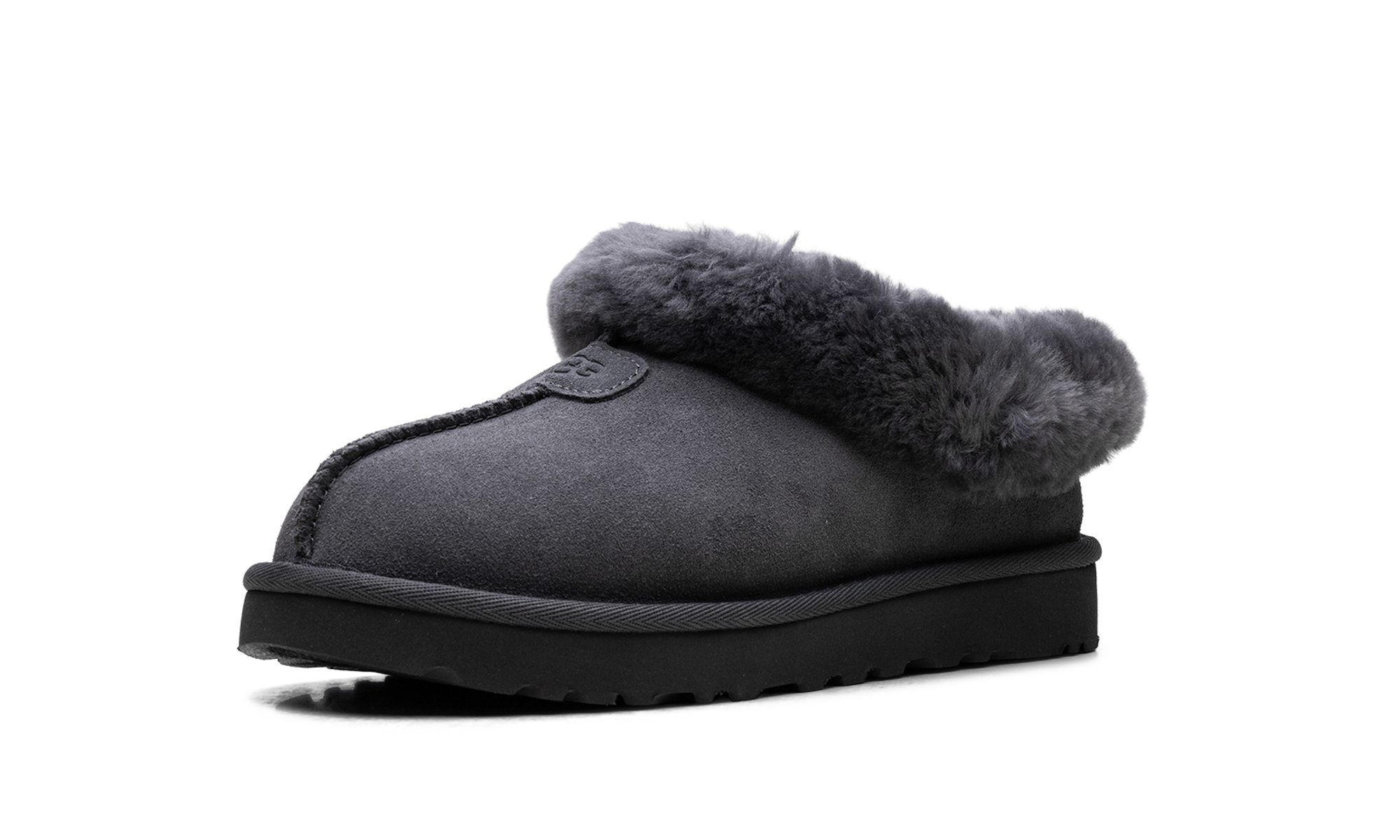 Tazzette Genuine Shearling Collar Slipper Women "Obsidian"